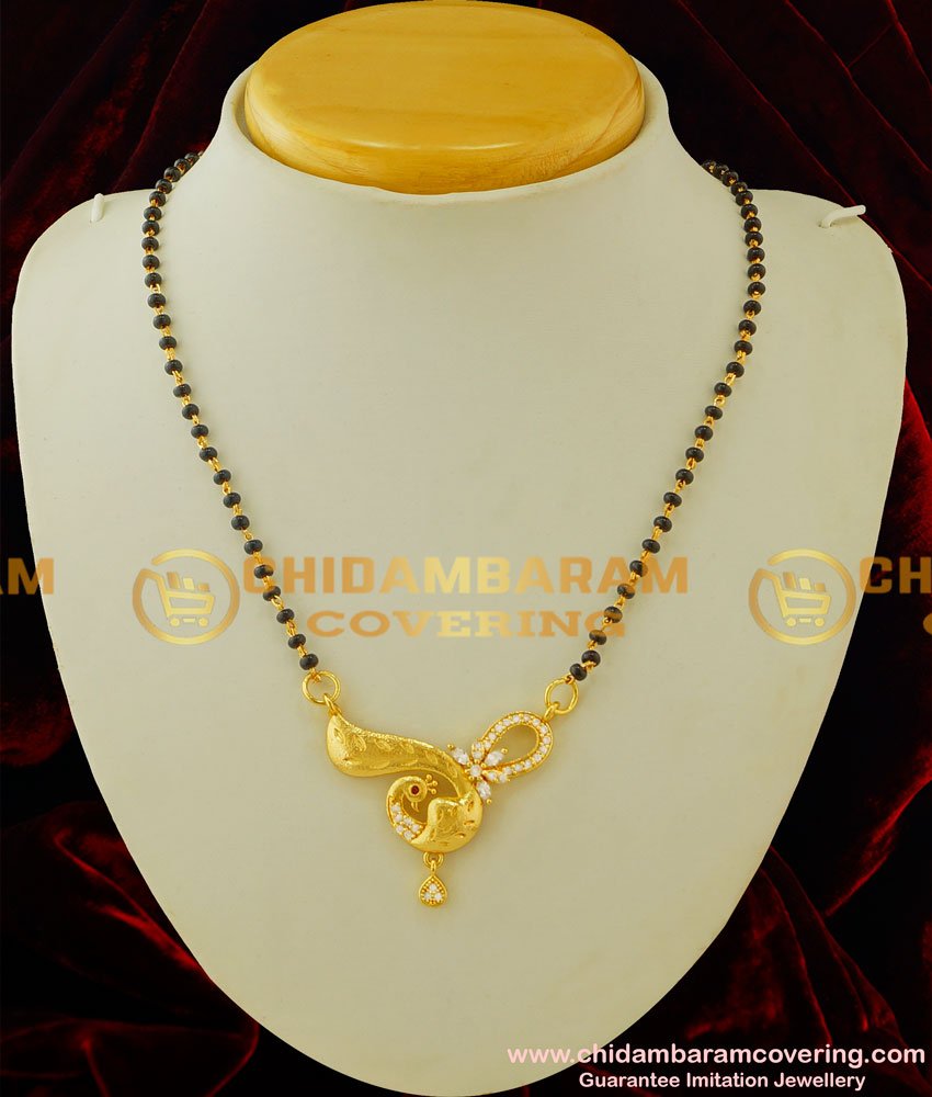 SHN022 - Elegant Look One Gram Gold Diamond Stone Peacock Design Mangalsutra Buy Online  