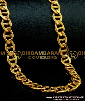 SHN061 - Heavy Thick Gold Chain Design Cuban Link Chain One Gram Gold Men’s Chain Online 