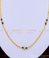 SHN073 - One Gram Gold Guaranteed Single Line Black Crystal with Wheat Chain Karugamani Chain Online