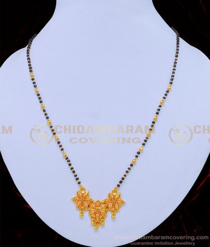 SHN076 - Flower Pendant Daily Wear Gold Short Mangalsutra Designs Latest Collection Online