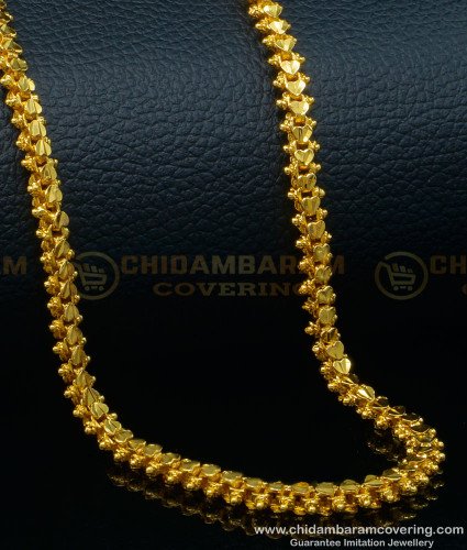 SHN095 - 18 Inches One Gram Gold Heart Design Gold Chain Model Short Neck Chain Online