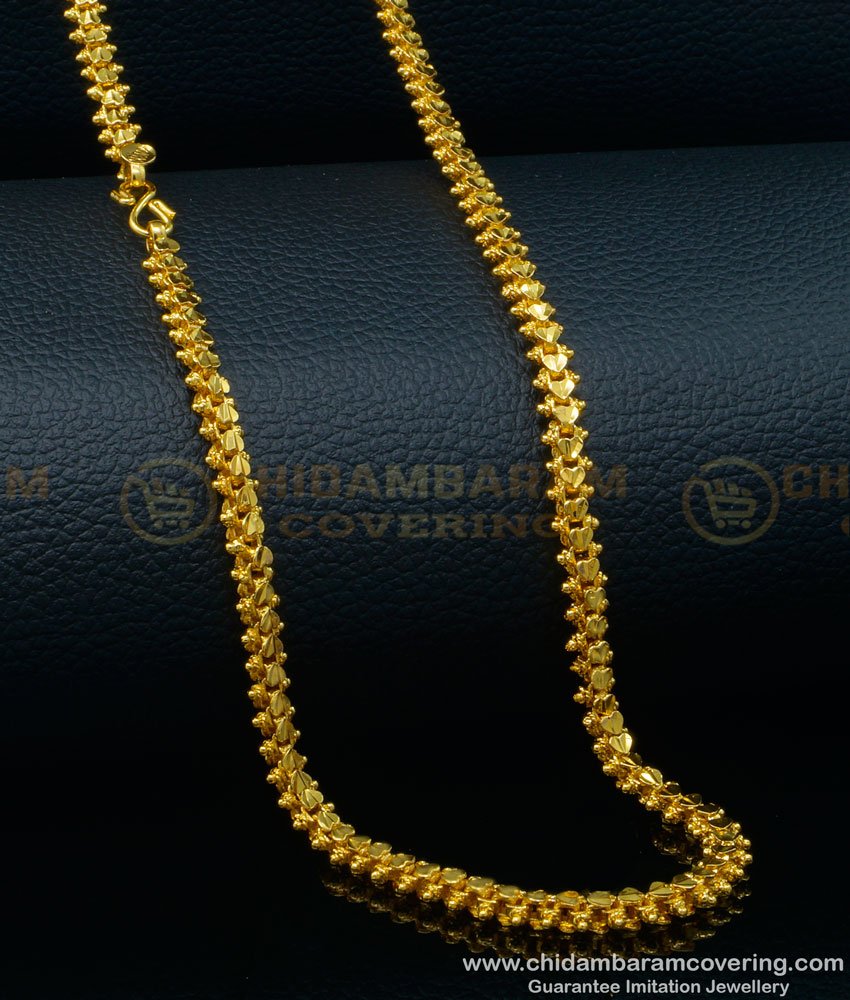 Heart Design One Gram Gold Short Chain Designs for Female