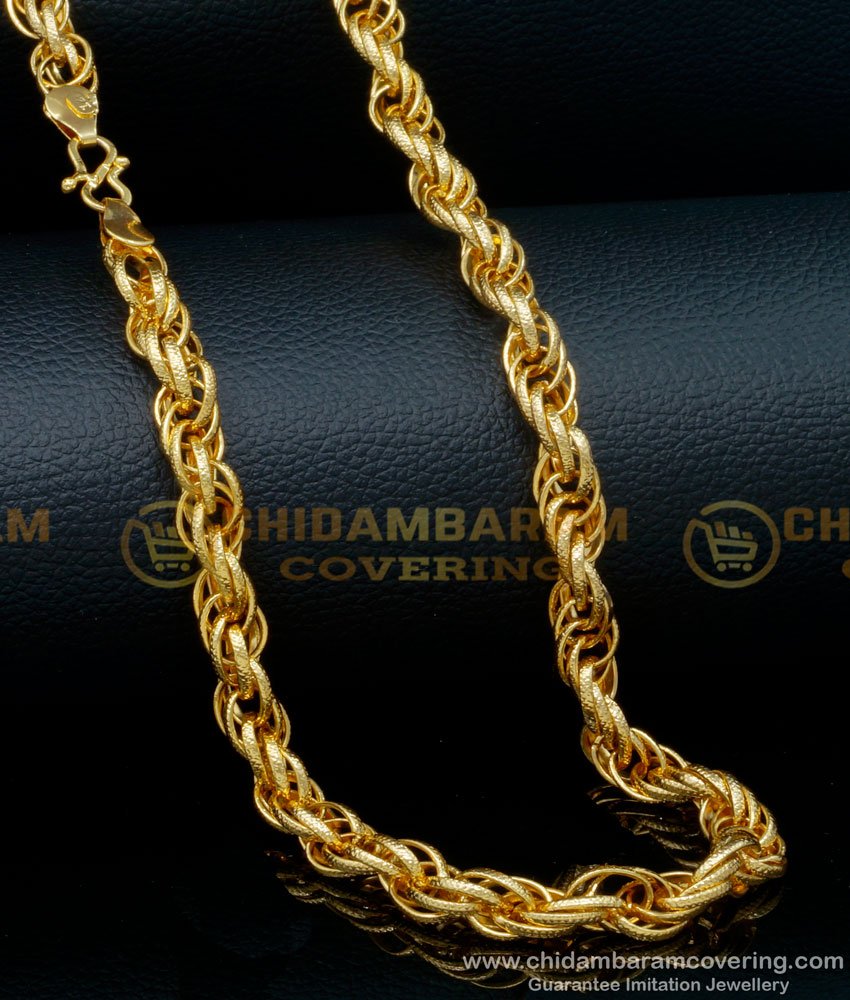 heavy thick chain, men's chain online, new model boy chain, one gram gold chain, chain for men, gold plated chain for men, 