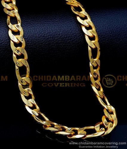 SHN114 - Gold Design Short 2 Gram Gold Plated Chain for Men