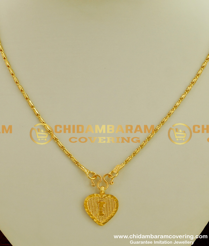 SCHN069 - Gold Plated Alphabet ‘I’ Letter Pendant with Chain for Boys and Girls