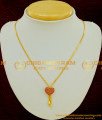 SCHN181 - Beautiful Ruby Stone Gold Heart Dollar Design with Thin Short Chain For Ladies