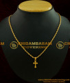 SCHN190 - Stylish Slim Female Gold Cross Pendant with Short Chain Buy Online