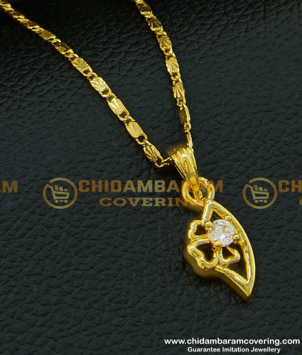 SCHN196 - Buy Gold Chain Design with Fashionable Single Stone Small Dollar Imitation Jewellery