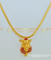SCHN239 - Elegant Ruby Stone Gold Covering Lord Ganesh Dollar Chain Designs Imitation Jewellery Online 