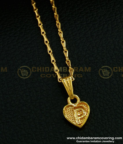 SCHN293 - One Gram Gold Short Chain With ‘P’ Letter Pendant Buy Online
