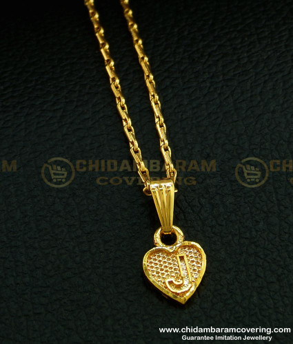 SCHN295 - One Gram Gold Short Chain With ‘J’ Letter Locket Dollar Chain Online