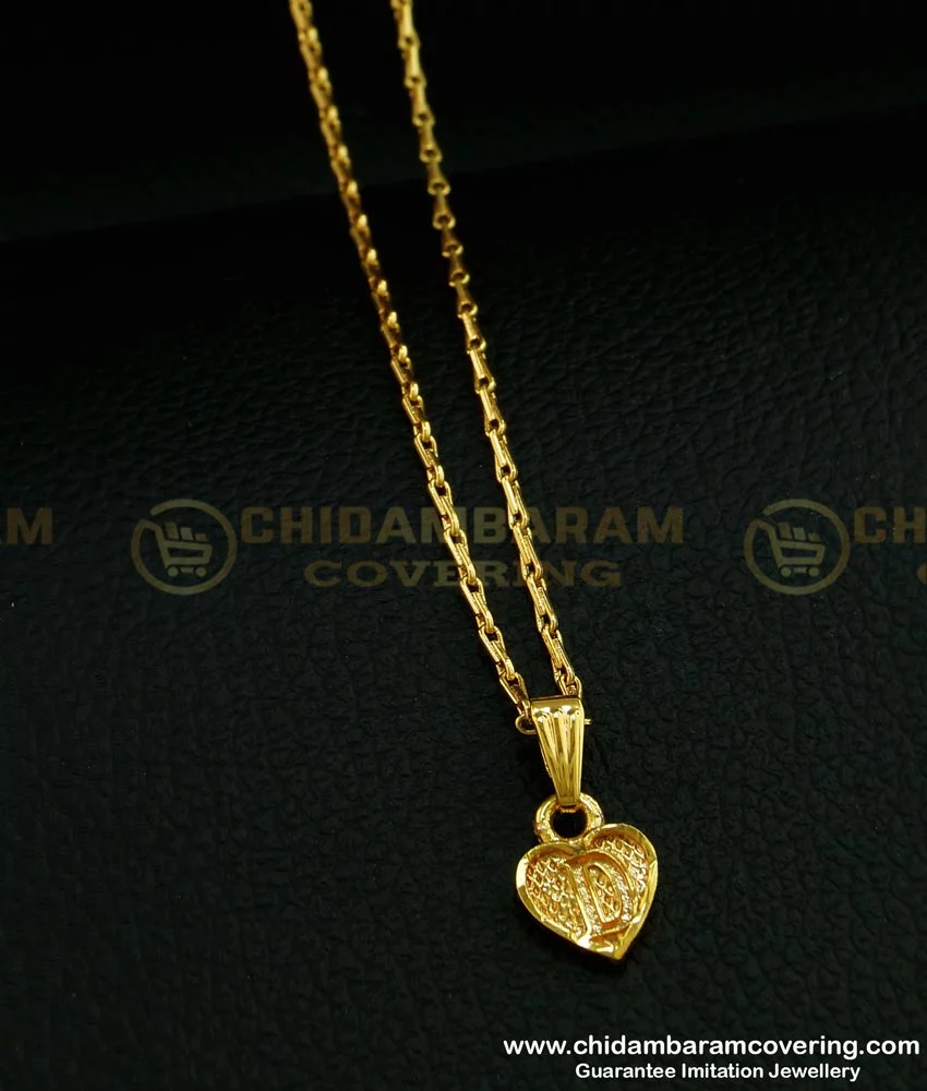 Buy One Gram Gold Heart Shape 'D' Letter Dollar with Short Chain ...