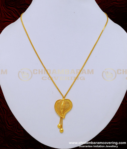 SCHN302 - Attractive Leaf Design One Gram Gold Plated Short Chain for Ladies 