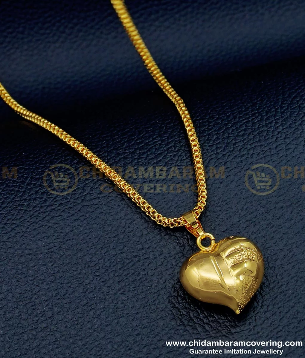 Buy Unique Gold Puffed Heart Pendant Design with Short Chain for ...