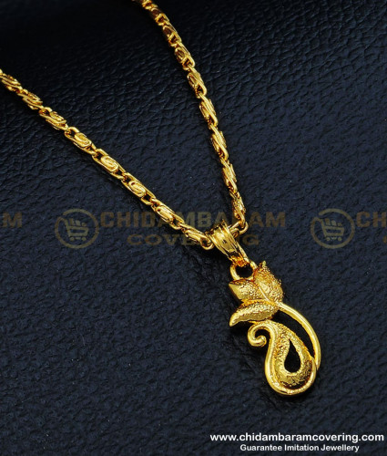 SCHN318 - Latest Ladies Pendant Glitter Shade Party Wear Mango Design Gold Plated Dollar Chain 
