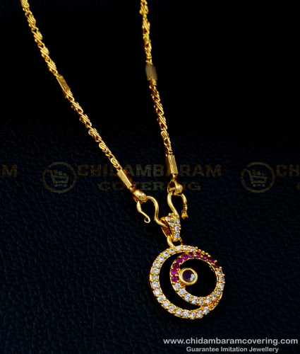 SCHN358 - Latest Collection Gold Design First Quality Gold Plated Stone Pendant Chain Online