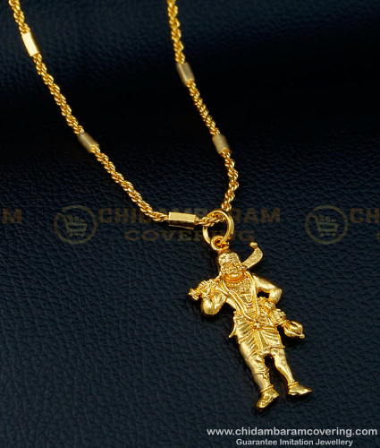 SCHN375 - One Gram Gold Plated Ayyanar Dollar with Short Chain for Men