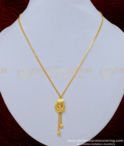 SCHN384 - One Gram Gold Daily Wear Simple Gold Design Pendant Chain for Girls 