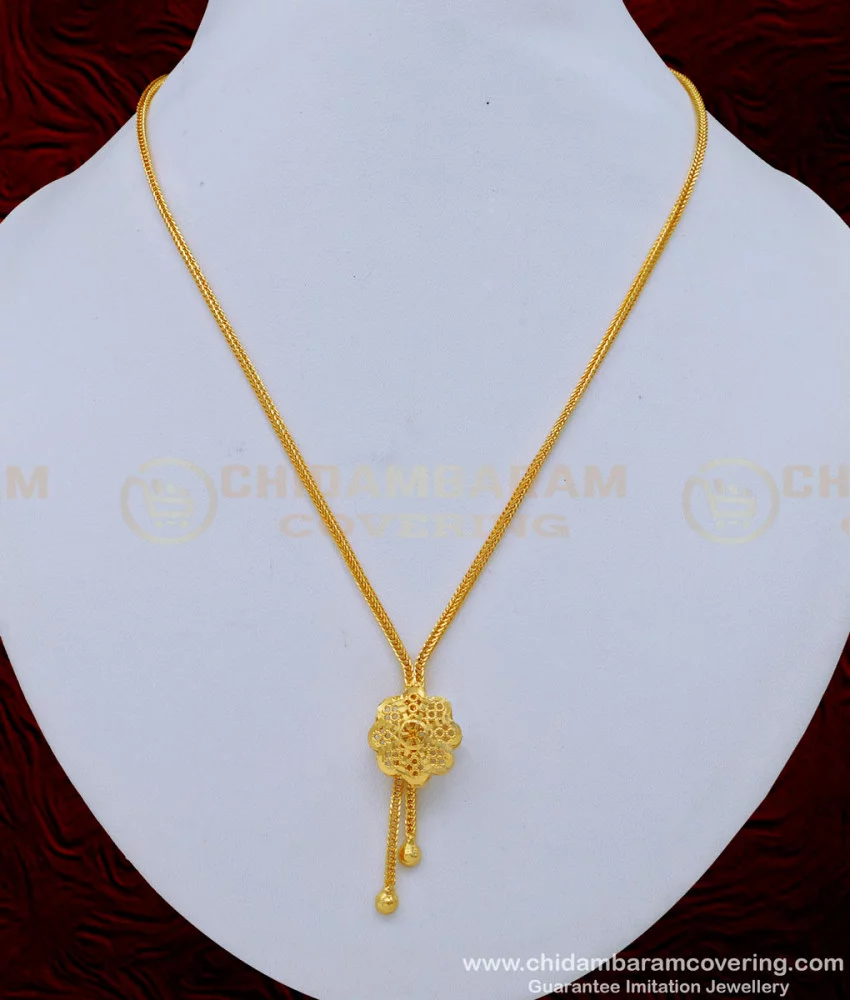 Buy Trendy Simple Flower Design Dollar Chain One Gram Gold Jewellery