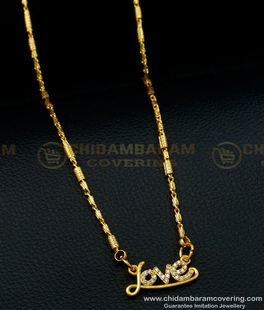 Buy One Gram Gold Plated Gold Chain with Love Pendant for Girls