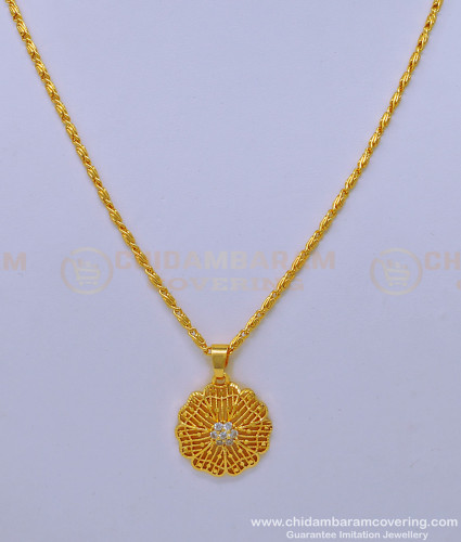 SCHN411 - One Gram Gold Short Chain with Pendant Designs for Working Women 