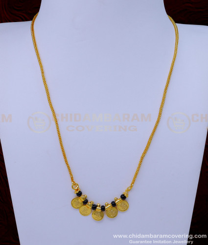 SCHN450 - 1 Gram Gold Plated Short Chain with Lakshmi Pendant Designs
