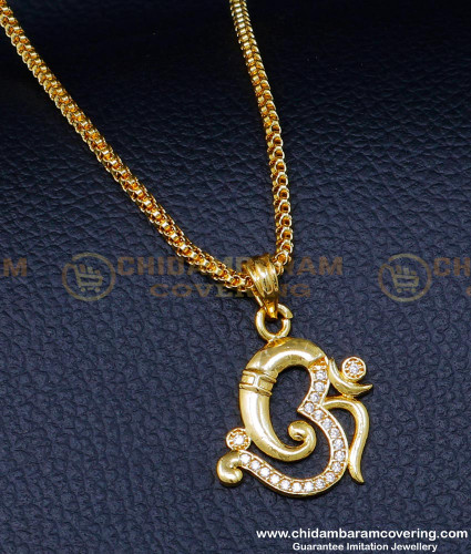 SCHN468 - 1 Gram Gold Plated Chain with Unique Om Pendant Design