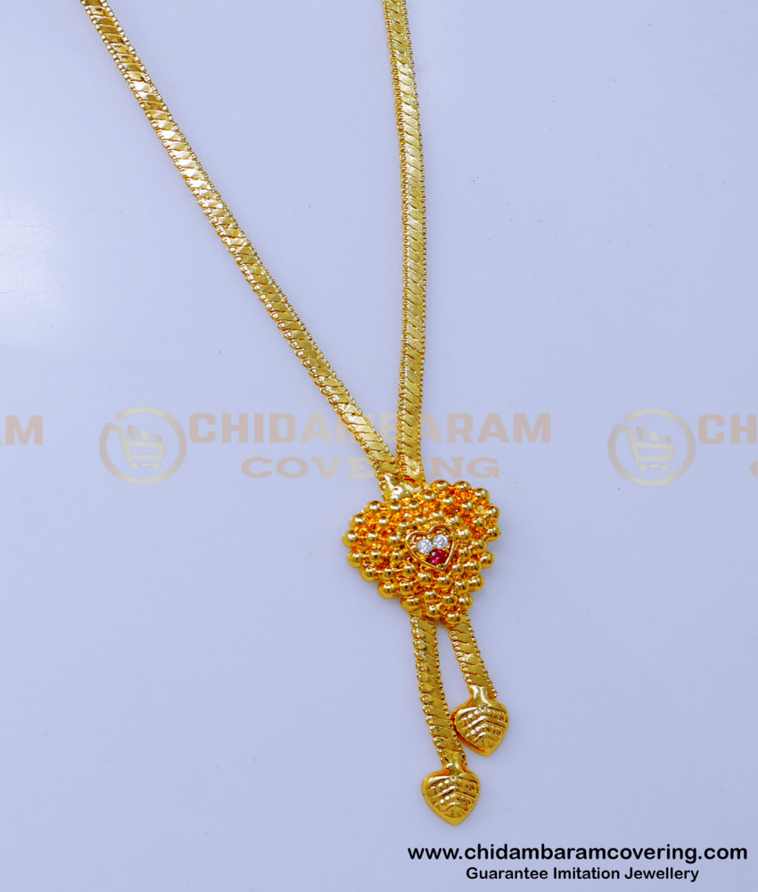  1 gram gold chain for ladies, 1 gram gold pendant, 1gm gold plated pendant set, gold plated chain with guarantee, gold plated chain for women