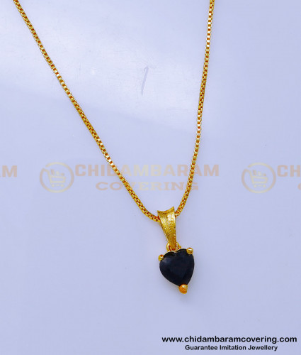 SCHN479 - Unique Black Stone Heart Model Daily Use Pendant Chain