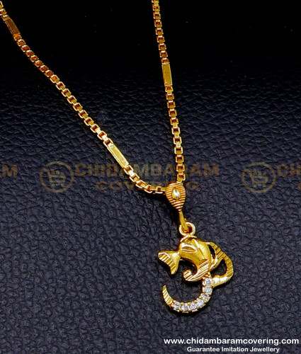 SCHN492 - 1 Gram Gold Kerala Chain with Ganpati Pendant for Men