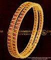 BNG059 - 2.4 Size Semi Precious Full Ruby Stone Bangles For Women 