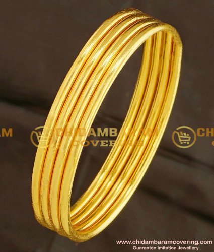 BNG104 - 2.8 Size Real Gold Look Solid Plain Bangles (Set Of 4 Bangles) Guarantee Bangles Online