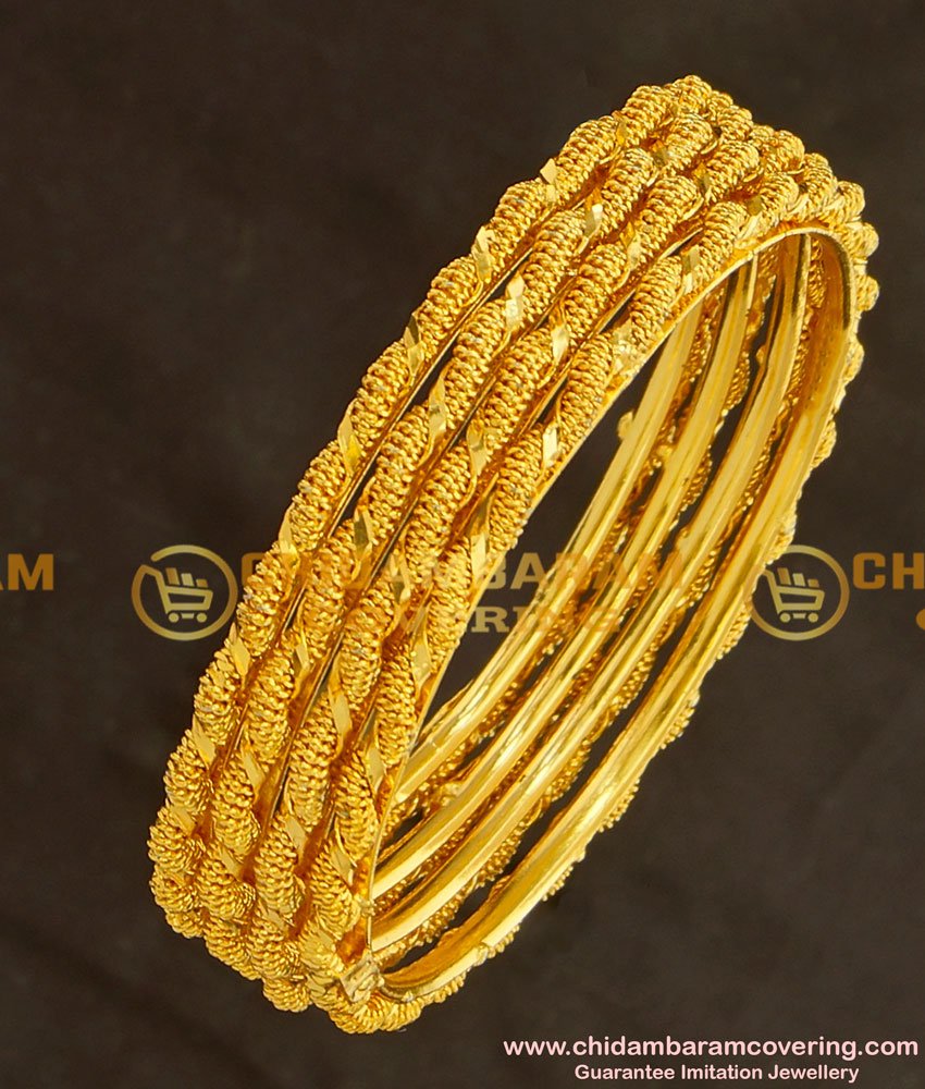BNG126 - 2.6 Size Trendy Twisted Bangles 4 Pcs Set Daily Wear Collection Online