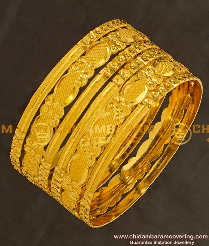 BNG130 - 2.8 Size Latest Model Gold Look 6 Pieces Non Guarantee Bangles Set for Women
