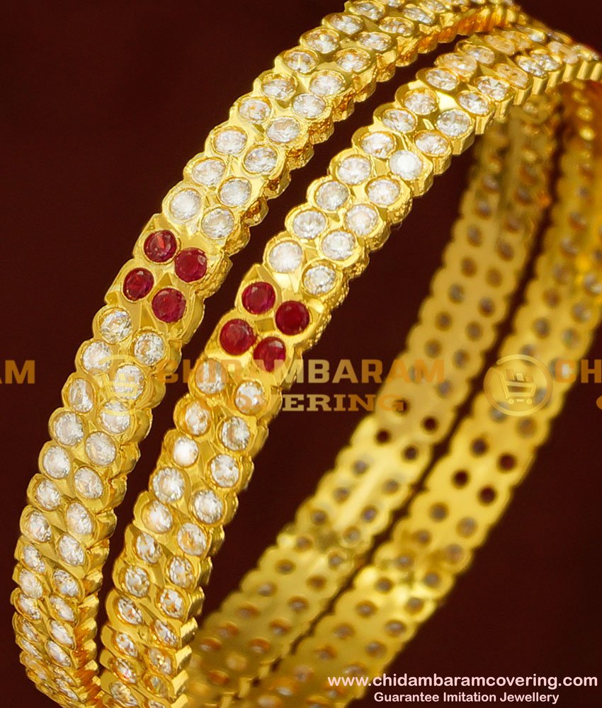 BNG160 - 2.6 Size Traditional Impon Gold Bangle Design First Quality Panchaloha Bangles Online