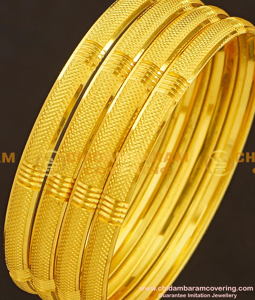 BNG181 - 2.6 Size Golden Colour Light Weight Non Guarantee Bangle Set Of 4 Pieces for Women