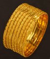 BNG197 - 2.8 Size Traditional Plain Gold Color Bangle Set Of 8 Pieces Bangles for Wedding