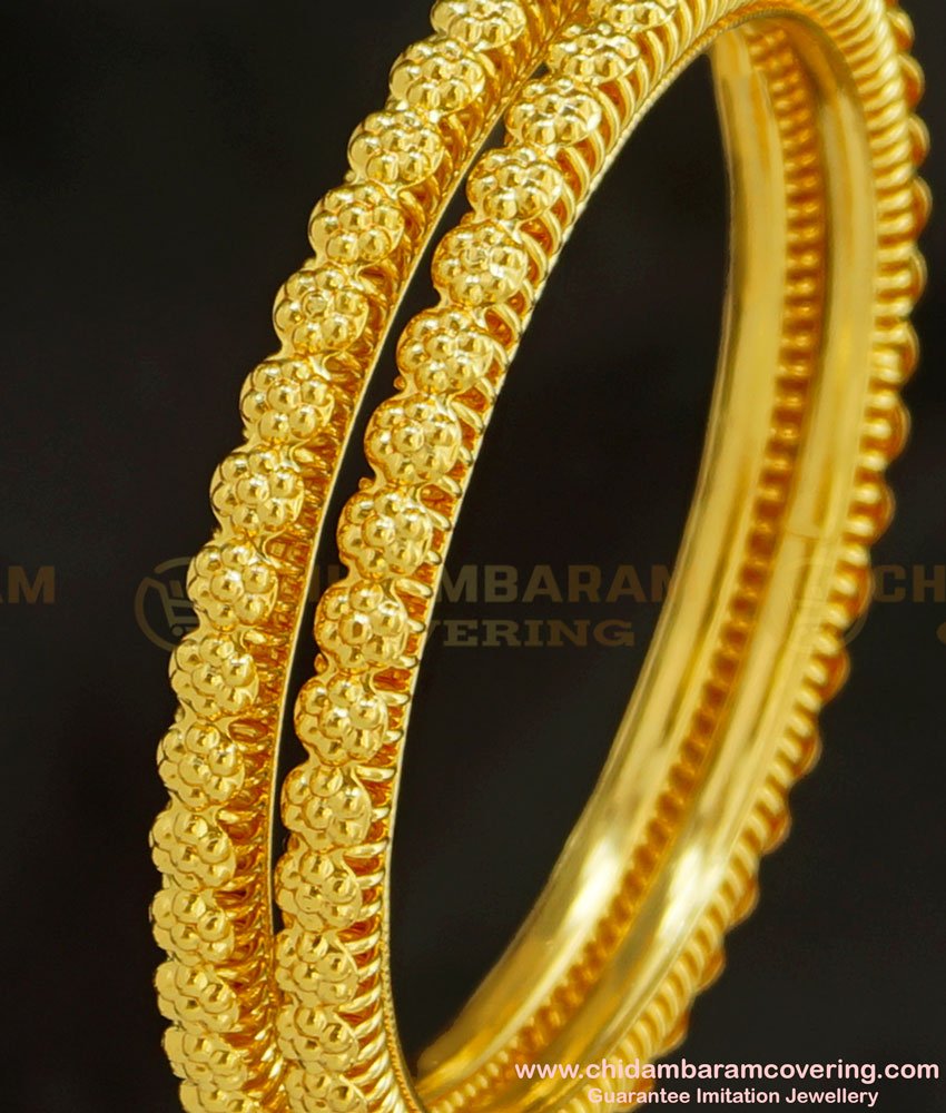 BNG218 - 2.8 Casual Daily Wear Flower Design Gold Plated Bangles Imitation Jewellery 