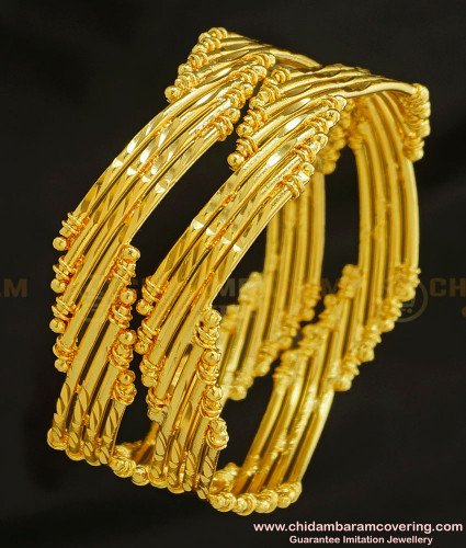 BNG222 - 2.4 Size New Pattern Curvy Shape Designer Guarantee Bangles for Wedding