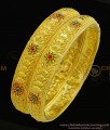 BNG304 - 2.4 Size New Design High Quality One Gram Gold Flower Design Forming Stone Bangles for Wedding 