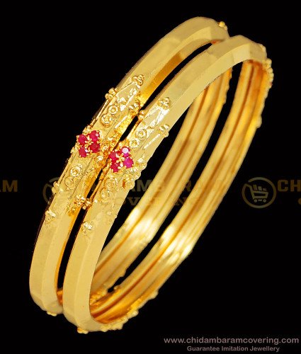 BNG402 - 2.4 Size New One Gram Gold Stone Bangles Design Indian Bangles Set for Women