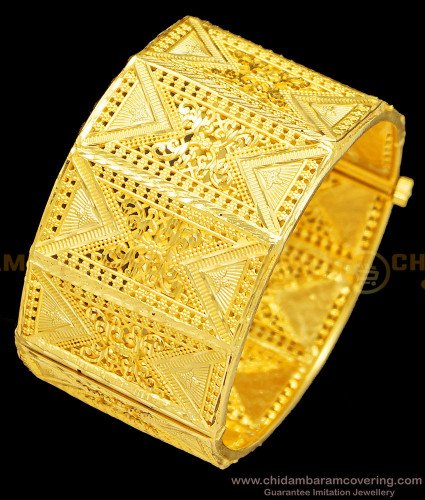 BNG405 -2.6 Size Heavy Gold Bangles Design 1 Gram Big Bangles Gold Forming Screw Kada Bangle Online