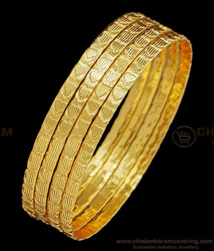 BNG410 - 2.4 Size Latest Heart Design Light Weight Bangles 4 Pcs Set Daily Wear Collection Online