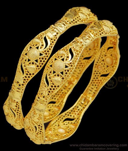 BNG413 - 2.4 Size Real Gold Design One Gram Gold Designer Bangles for Wedding 