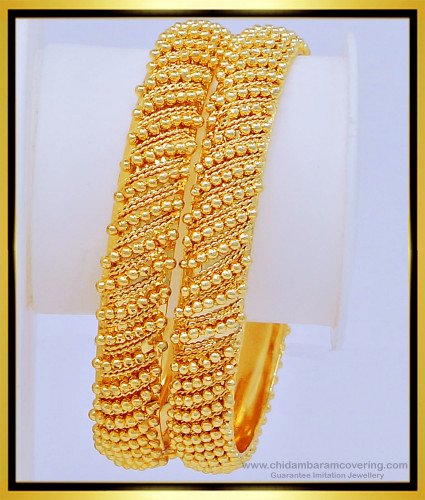 BNG429 - 2.8 Size Special Gold Design Golden Beads 1 Gram Guarantee Bangles for Wedding