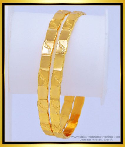 BNG457 - 2.4 Latest Daily Wear Gold Plated Solid Bangles Imitation Jewellery Buy Online