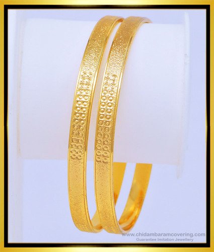 BNG458 - 2.4 Unique Glitter Design Pure Gold Plated Daily Wear Low Price Bangles Online 