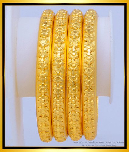 BNG472 - 2.8 Size Real Gold Look Gold Forming Plain Indian Wedding Bangles for Women 