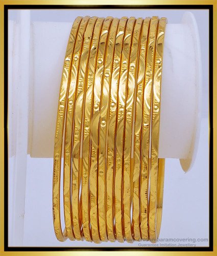 BNG484 - 2.8 Size Latest Light Weight Dilly Wear 12 Pieces Thin 12 Bangles Set Online