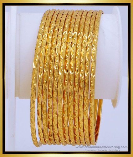 BNG485 - 2.8 Size South Indian Imitation Jewellery 12 Pieces Thin Bangles Set for Wedding 